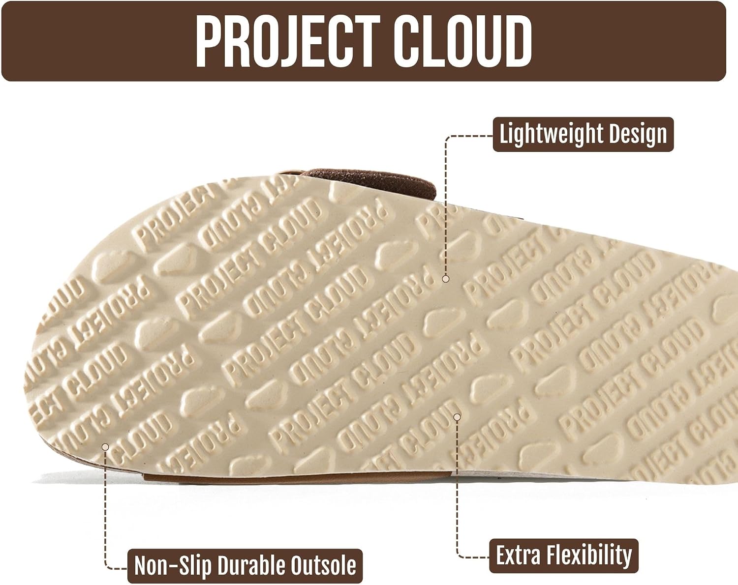 Detalle 2 de Project Cloud 100% Leather Sandals for Women – Lightweight Memory Foam Slides