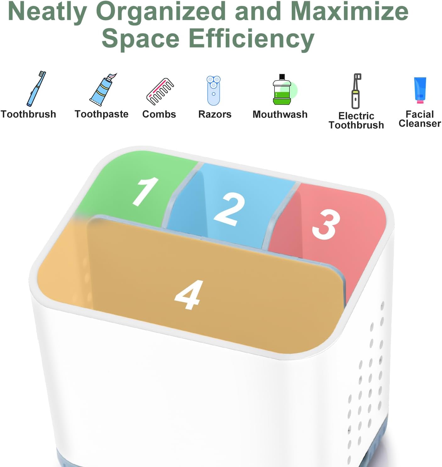 Thumbnail 3 de Toprance Multifunctional Toothbrush Holder (White) anti-slip caddy for electric toothbrushes and bathroom storage