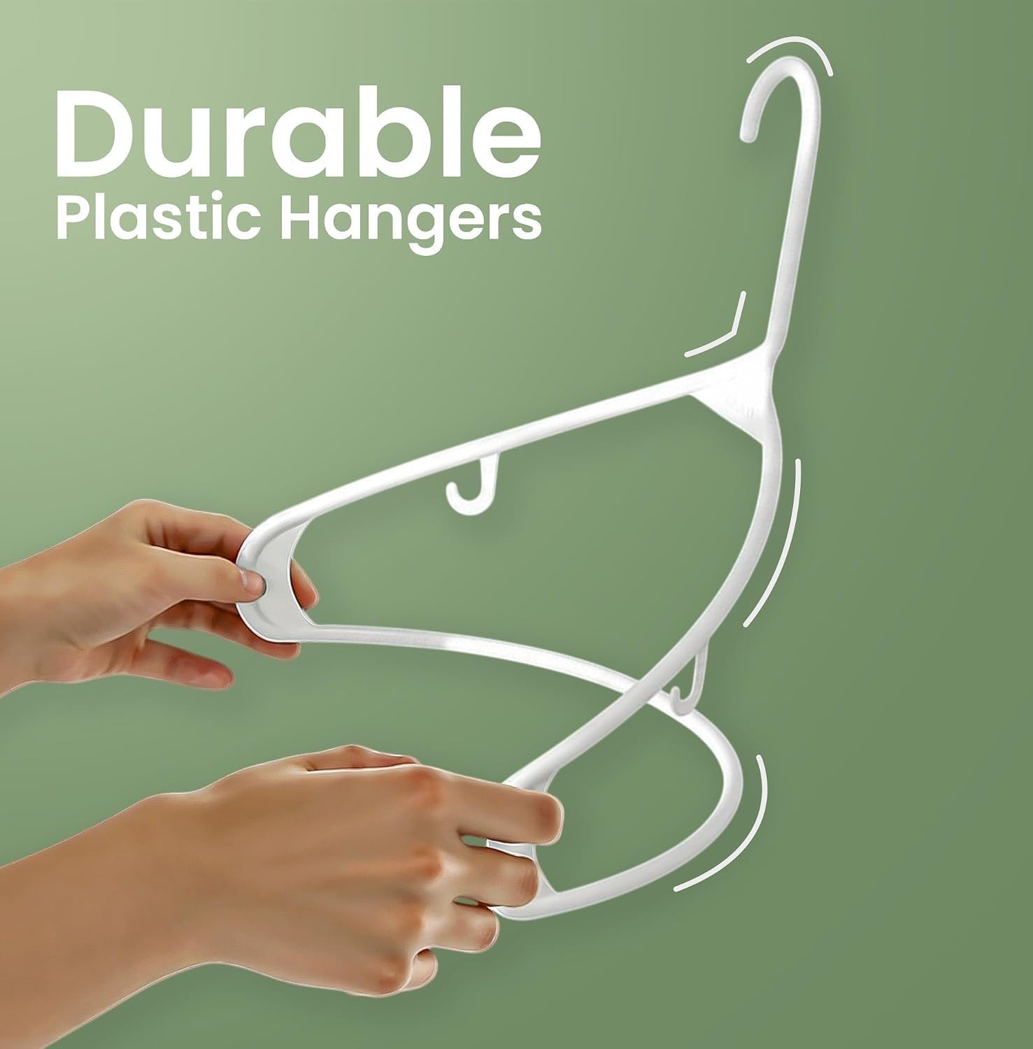 Detalle 2 de Utopia Home Plastic Hangers, 20-Pack with Built-In Strap Hooks, White