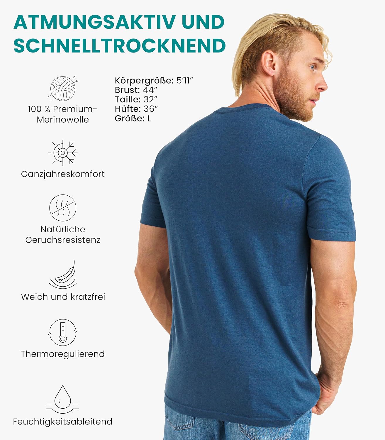 Detalle de Merino.tech Merino Wool T-Shirt 165 g/m²