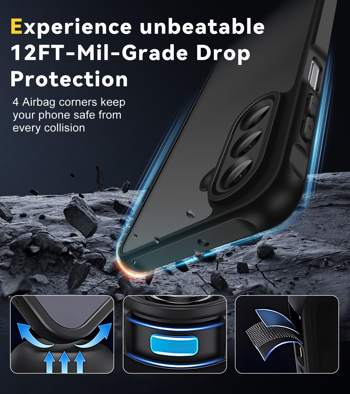 Thumbnail 3 de ivoler 3-in-1 Case for Samsung Galaxy A17 4G/5G with 2 Tempered Glass Pieces (Military Protection) – Black