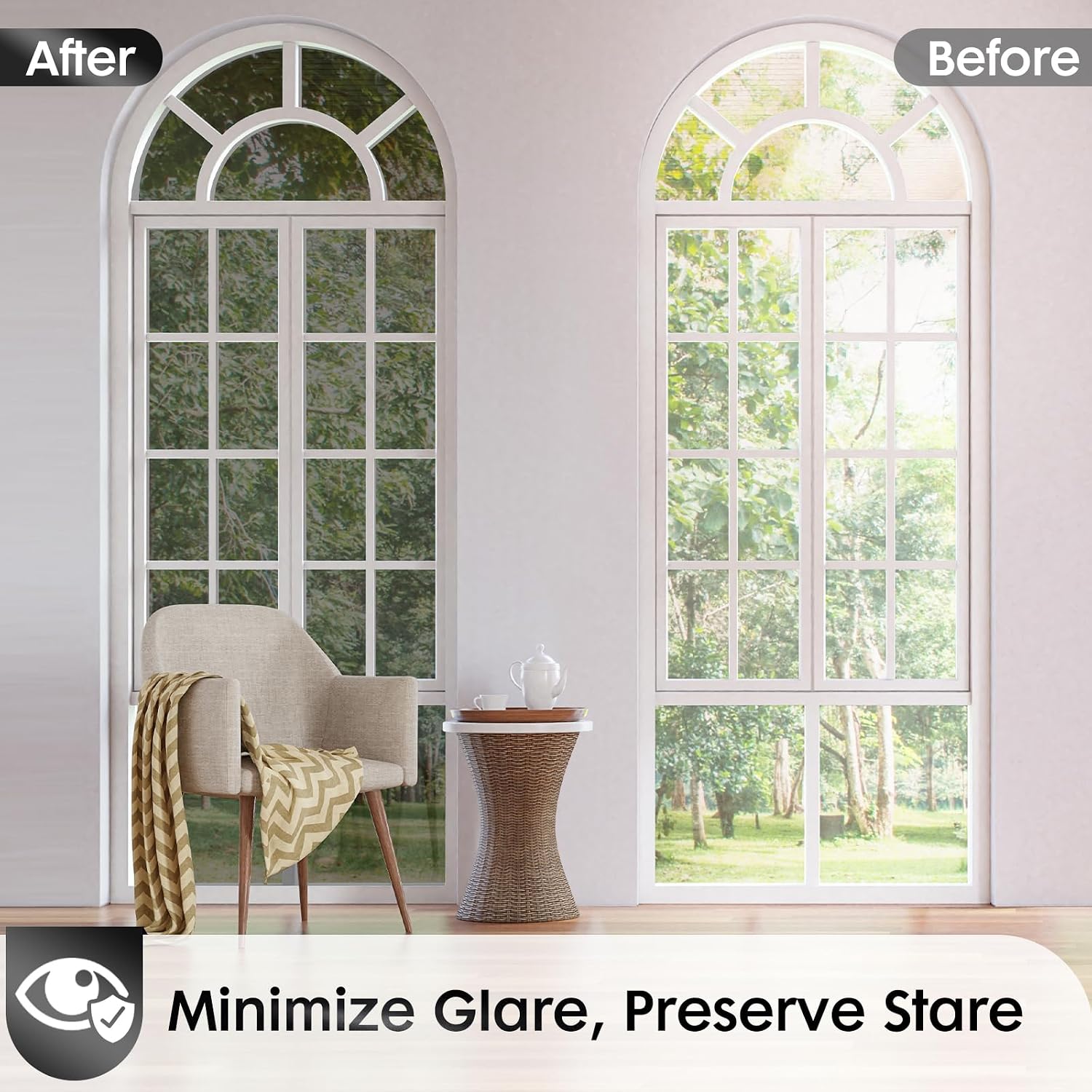 Detalle de Rabbitgoo Heat Reflective Window Film for Glass Windows – One Way Mirror Privacy Film, 44.5x200cm