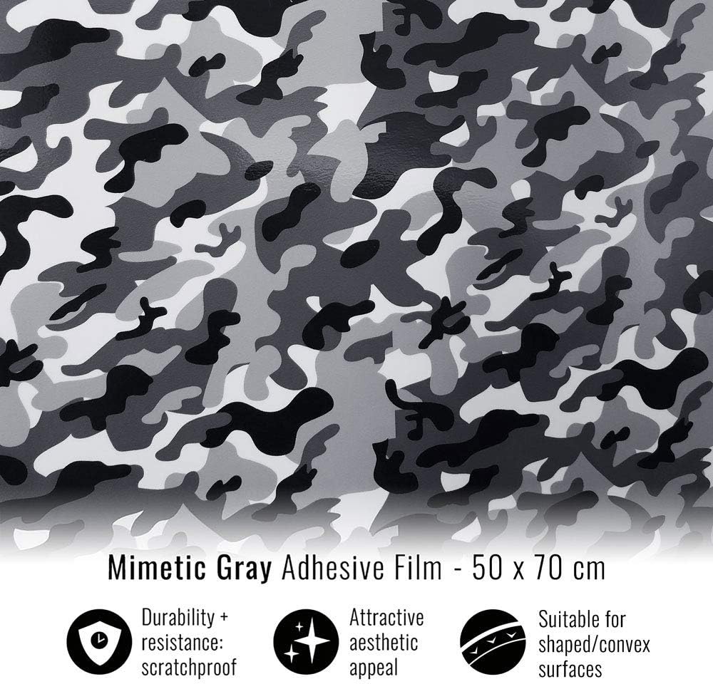 Detalle de Foglio Pellicola Adesivo Mimetic Gray per Wrapping 50 x 70 cm