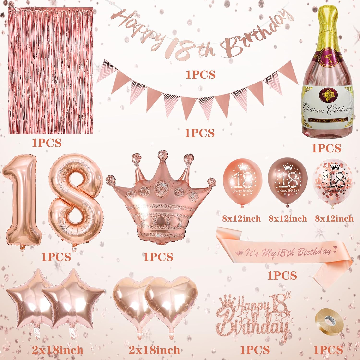 Thumbnail 2 de 18th Birthday rose gold decorations 18