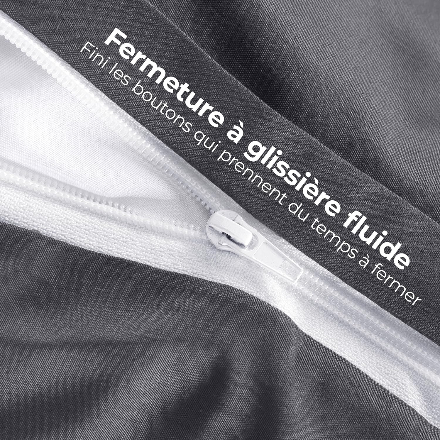 Detalle 2 de Housse de couette 220x240 Gris en microfibre