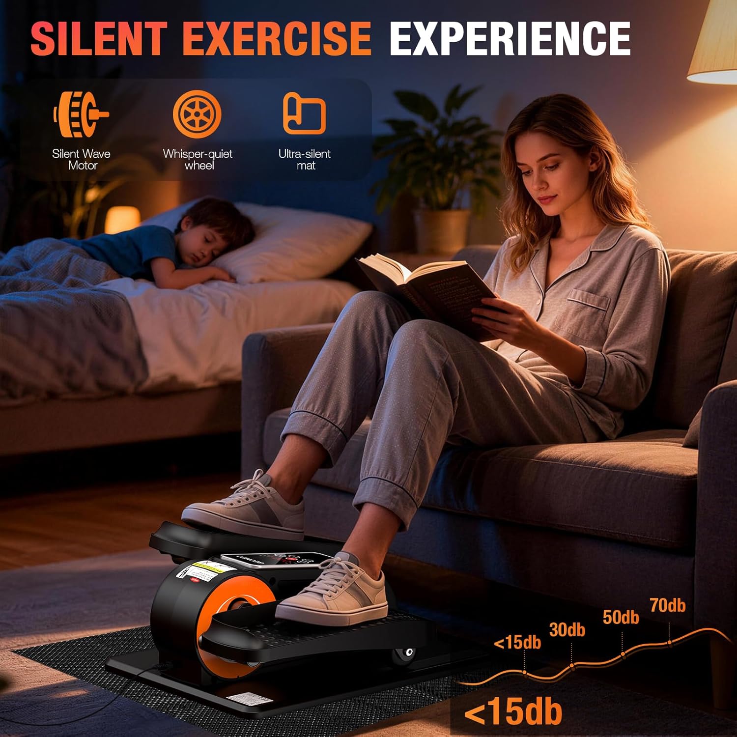 Detalle 2 de Under Desk Elliptical Machine: Quiet, Compact Seated Pedal Exerciser for Home and Office