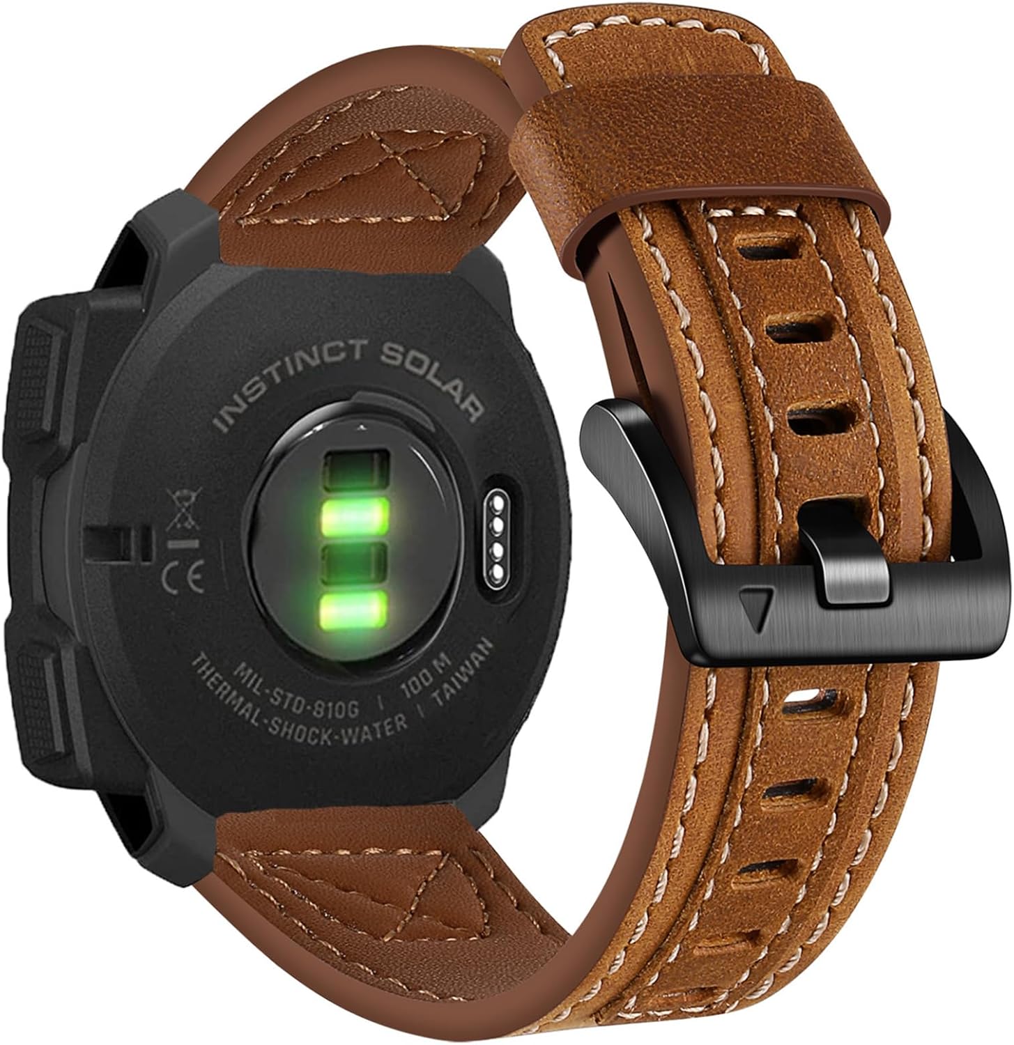 Thumbnail 6 de Leather Strap for Garmin Instinct Series (45mm) – Top Genuine Leather, Black