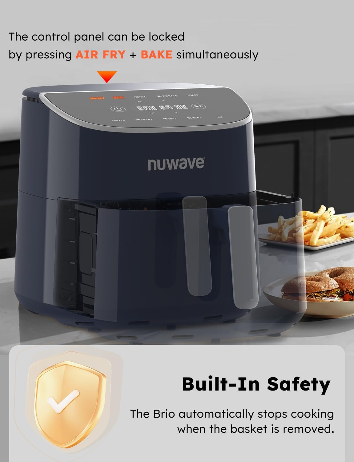 Detalle de Nuwave Brio Plus 8 Qt Air Fryer — Digital Touchscreen