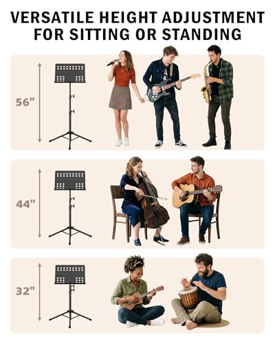 Thumbnail 1 de Vekkia Professional Sheet Music Stand with Carrying Bag (80-142 cm)