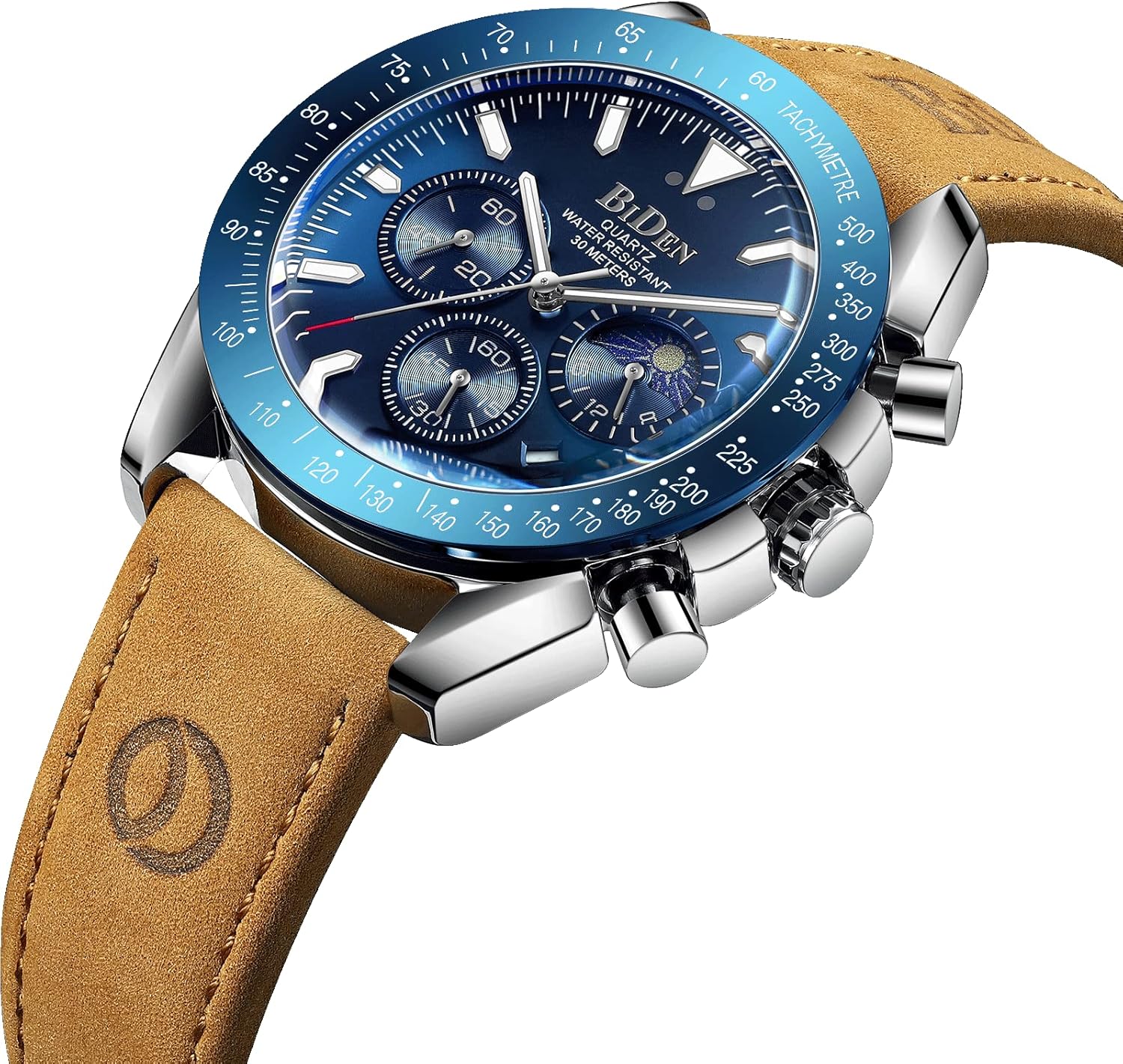 Thumbnail 2 de HANPOSH Herrenuhr Chronograph – Edelstahl, Quarz, Datum, 3 ATM Wasserdicht