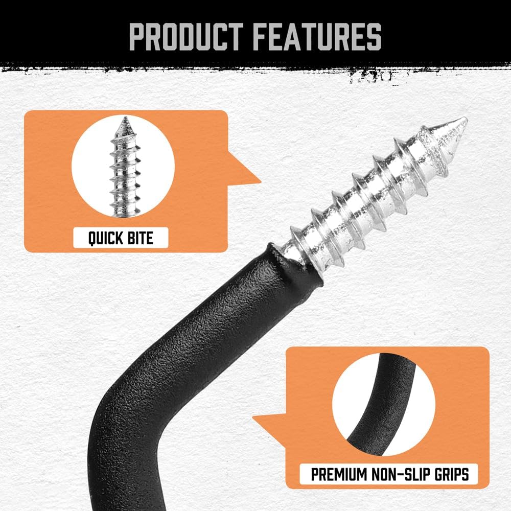 Detalle 2 de HORUSDY 6-Pack Heavy-Duty Bike Hooks, 7.5-Inch Steel, 100-Pound Capacity