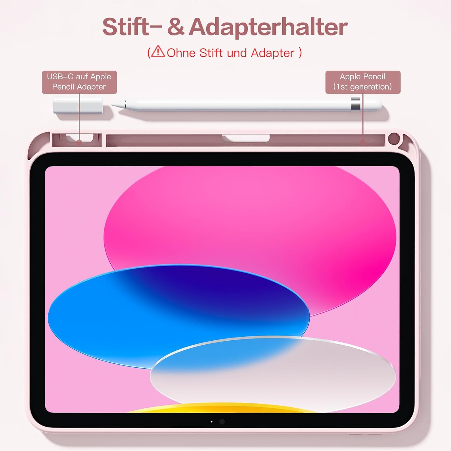 Detalle de Vobafe Hülle für iPad 11. Generation (A16) und iPad 10. Generation (11/10,9 Zoll) – mit Stifthalter, transparent, hellrosa