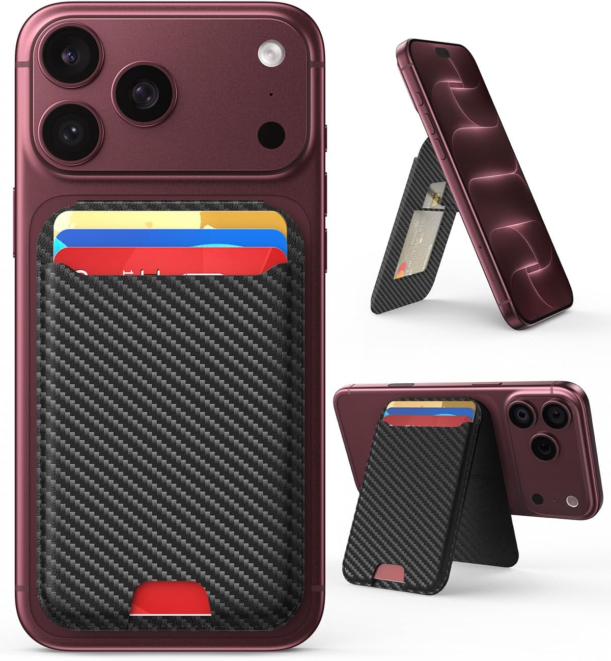 Detalle de Magnetic Phone Wallet Stand in Carbon Fiber