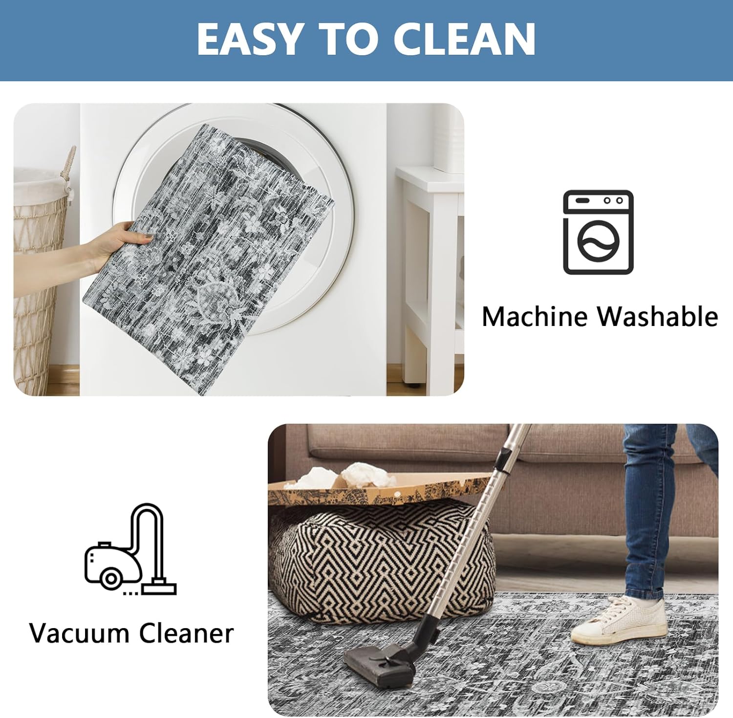Detalle 2 de Office Chair Mat for Hardwood Floor 90x120 cm – Anti-Slip Silicone Floor Protector, Grey