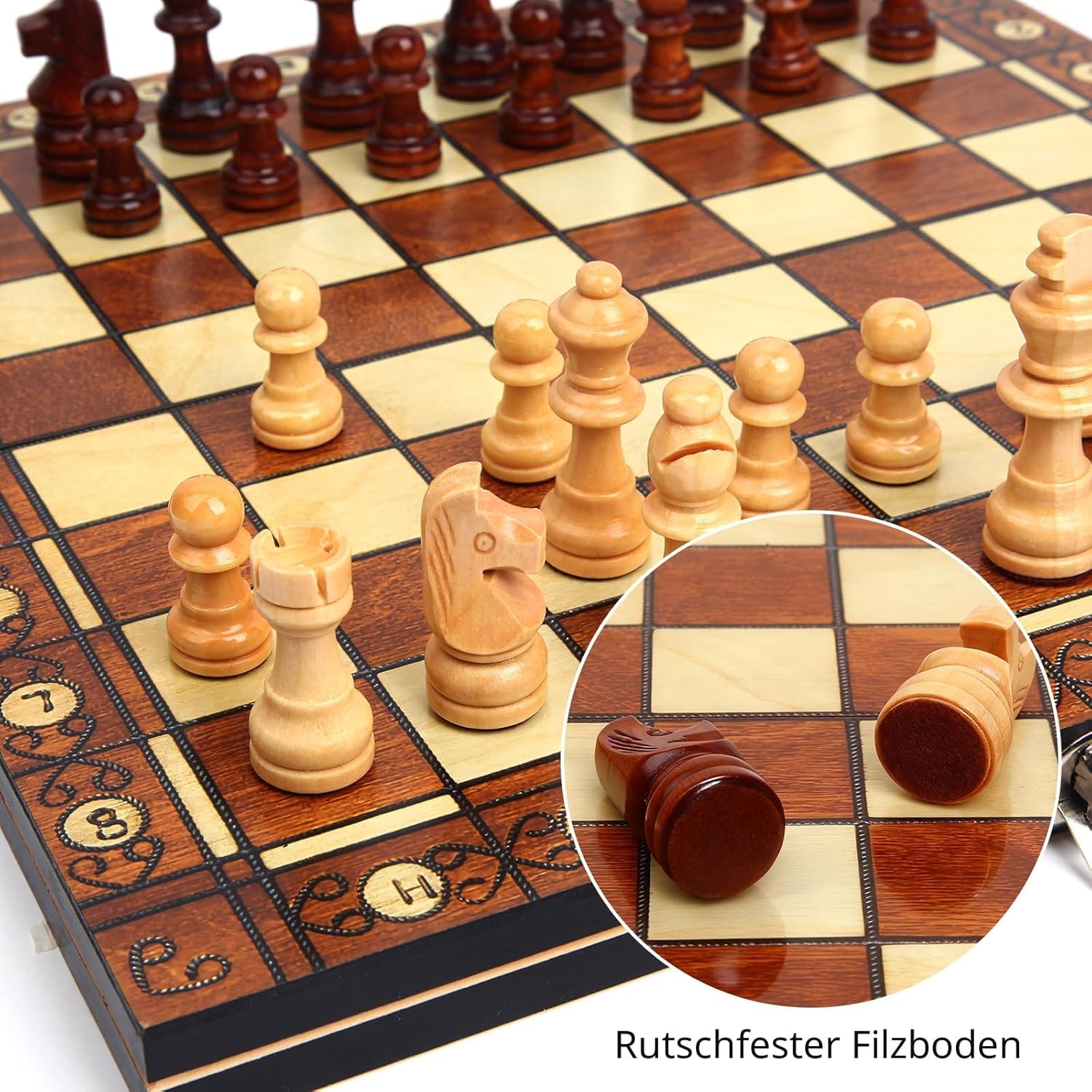 Thumbnail 4 de Schachspiel Holz Magnetisch 3-in-1