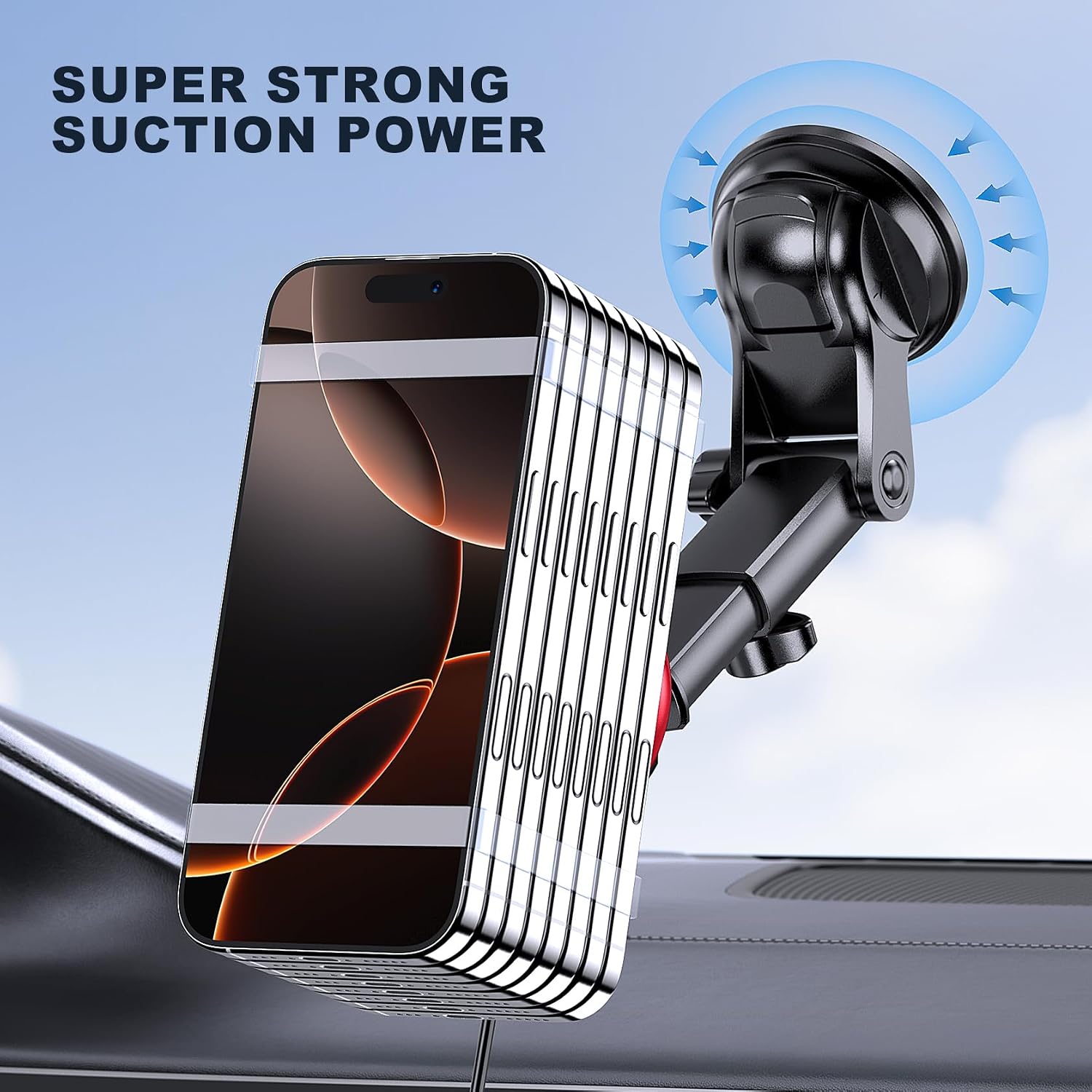 Detalle de MOKPR 15W Support Téléphone Voiture Magnétique — Charge rapide et fixation fiable pour iPhone 12 à 17 (rouge)