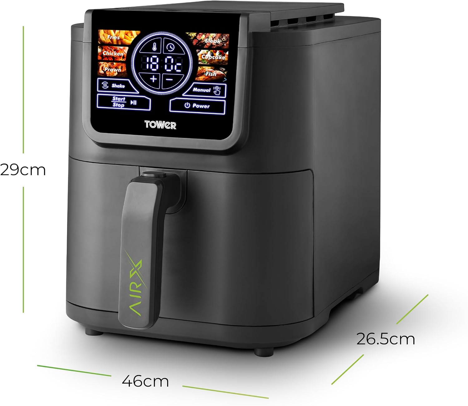 Detalle 2 de Tower 8L AIRX AI Air Fryer with VORTX Technology (T17158) – 8L, 1500W, Grey