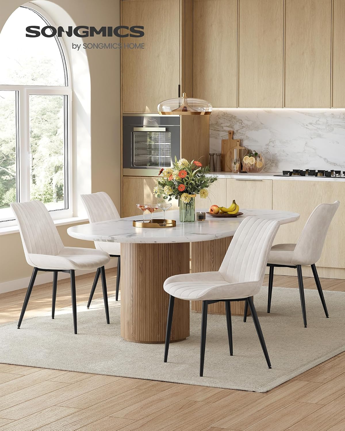 Detalle 2 de SONGMICS Esszimmerstuhl 4er Set cappuccinobeige