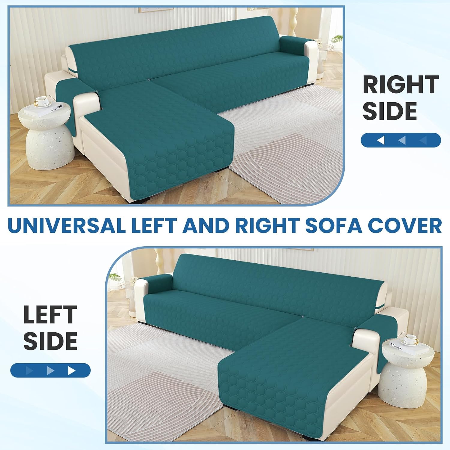 Thumbnail 6 de Housse Canapé d'angle Ystyle 3 Places avec Accoudoirs – Imperméable et Réversible, Vert Foncé (L 250 cm)