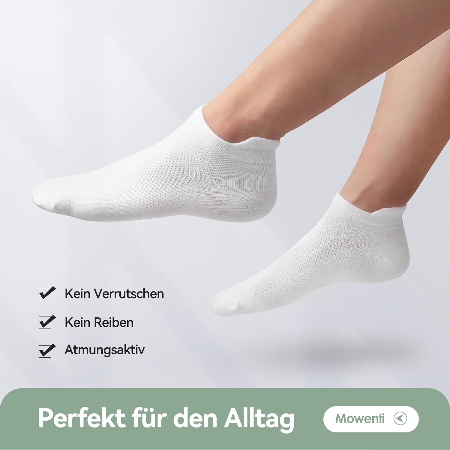 Detalle de Mowenti 10 Paar Sneaker Socken Herren & Damen – atmungsaktive Sportsocken (Unisex)