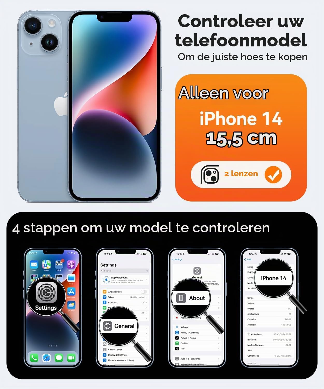Thumbnail 1 de CANSHN Magnetic for iPhone 14 Case – lichtroze hoesje met MagSafe en camerabescherming