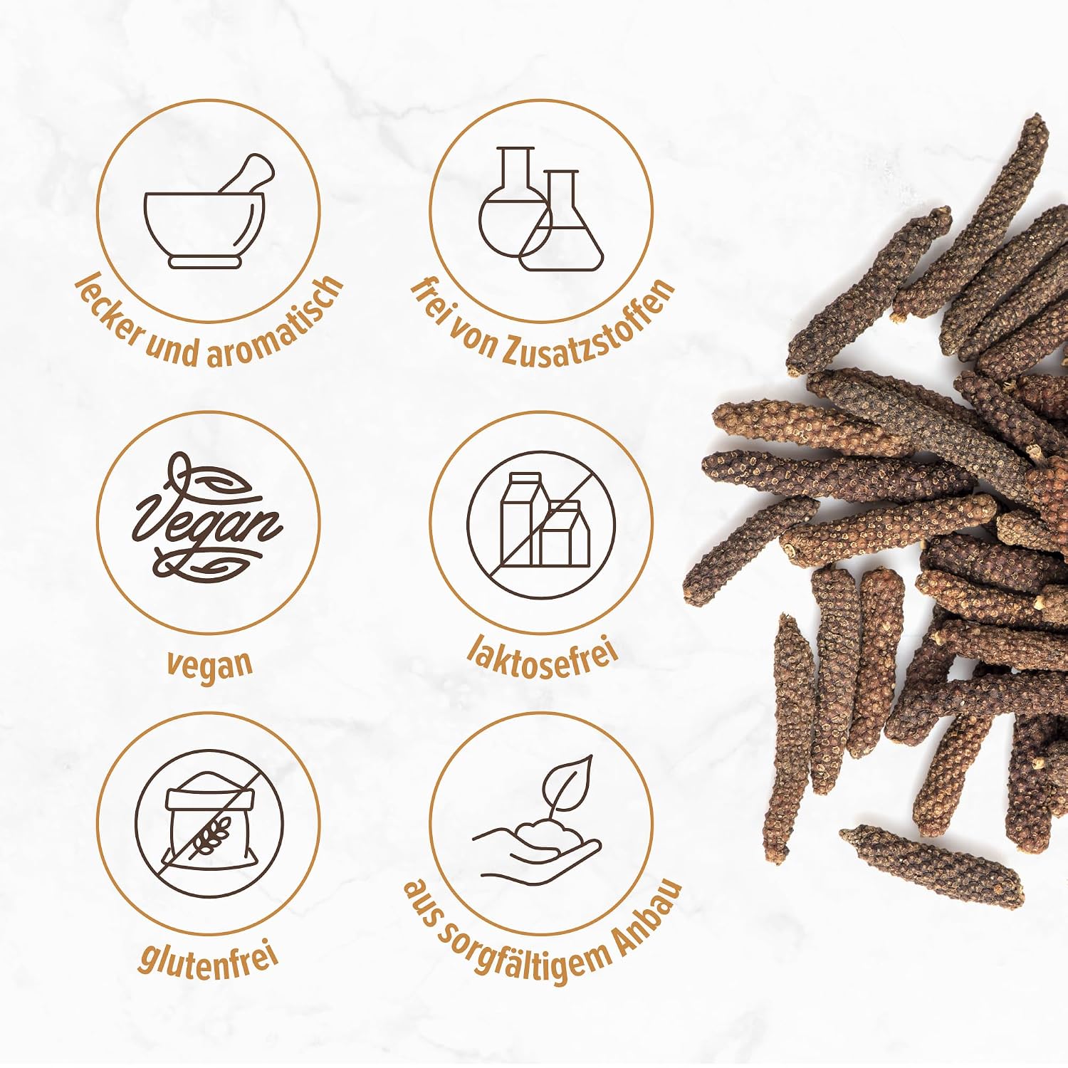 Detalle de Long Pepper Pfefferkörner lang „Monte Nativo“ (250 g) – zum Kochen & Würzen