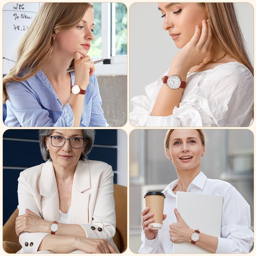 Detalle 2 de OFFCUP Orologio da Donna analogico al quarzo con cinturino in pelle e movimento a tre lancette