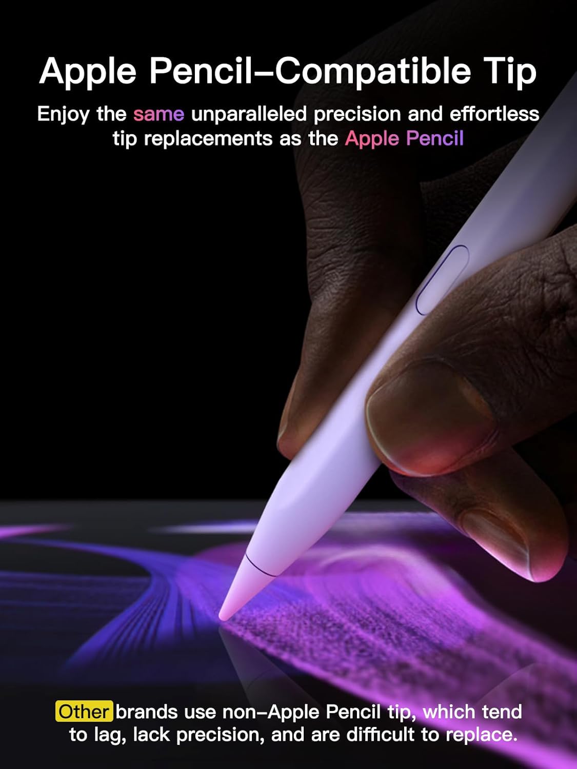 Detalle 2 de KEEPRO iPen-C-Purple Stylus Pen for iPad, Tilt Sensitivity and USB-C Charging