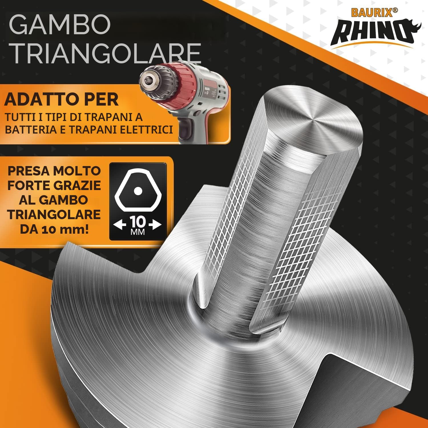 Thumbnail 1 de BAURIX® RHINO® Fresa a Gradini HSS [Ø 5‑35 mm] con alesaggio triangolare da 10 mm