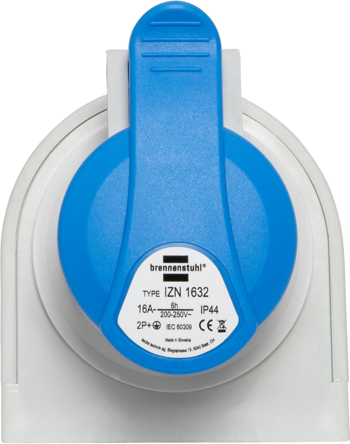 Detalle de Brennenstuhl Prise électrique industrielle murale CEE à 3 pôles – 230 V / 16 A avec couvercle (IP44) pour extérieur