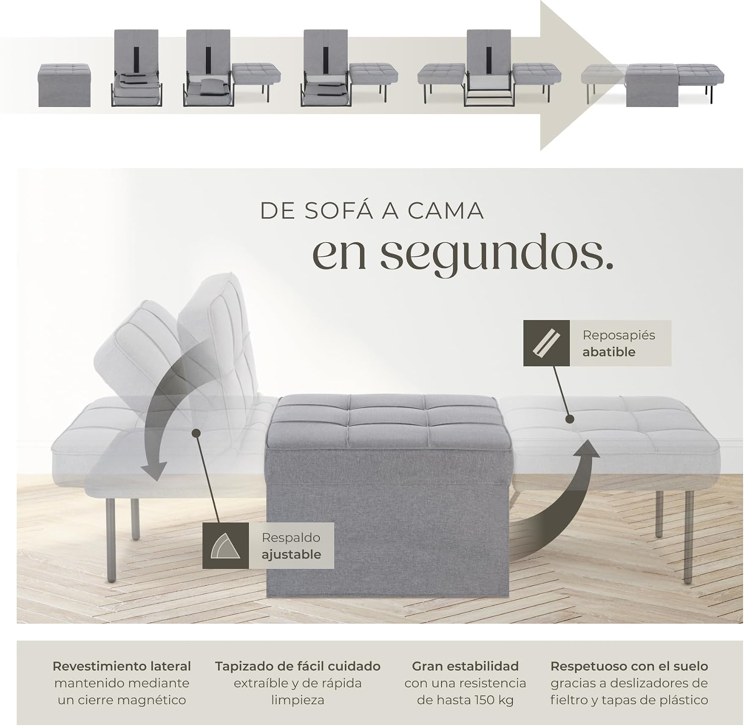 Thumbnail 4 de tectake 4 en 1 Sillón cama plegable 150 kg