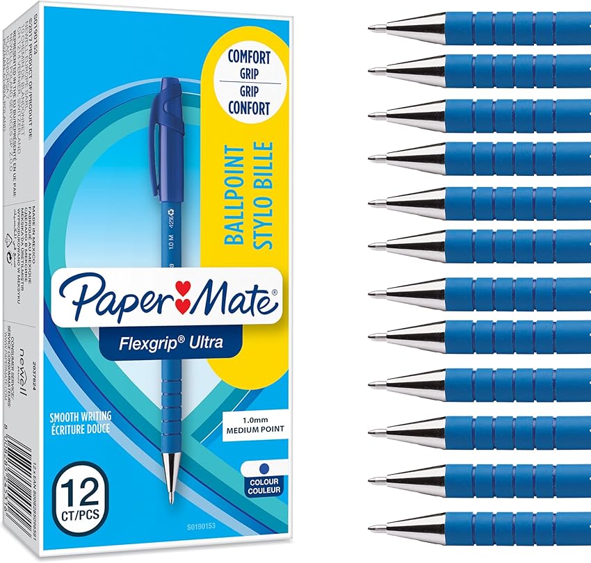 Detalle de Paper Mate Flexgrip Ultra Bolígrafo Azul, Caja de 12 🖊