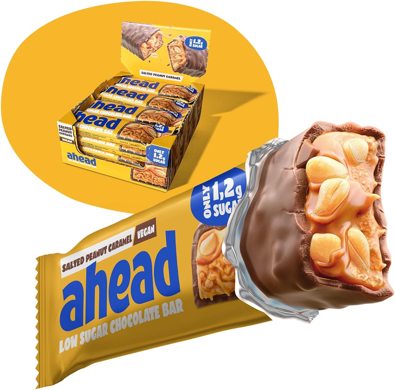 Detalle de AHEAD Barrette Keto Vegane – 16 x 35 g, Salted Peanut: barretta vegana senza zuccheri con 5 g di carboidrati netti