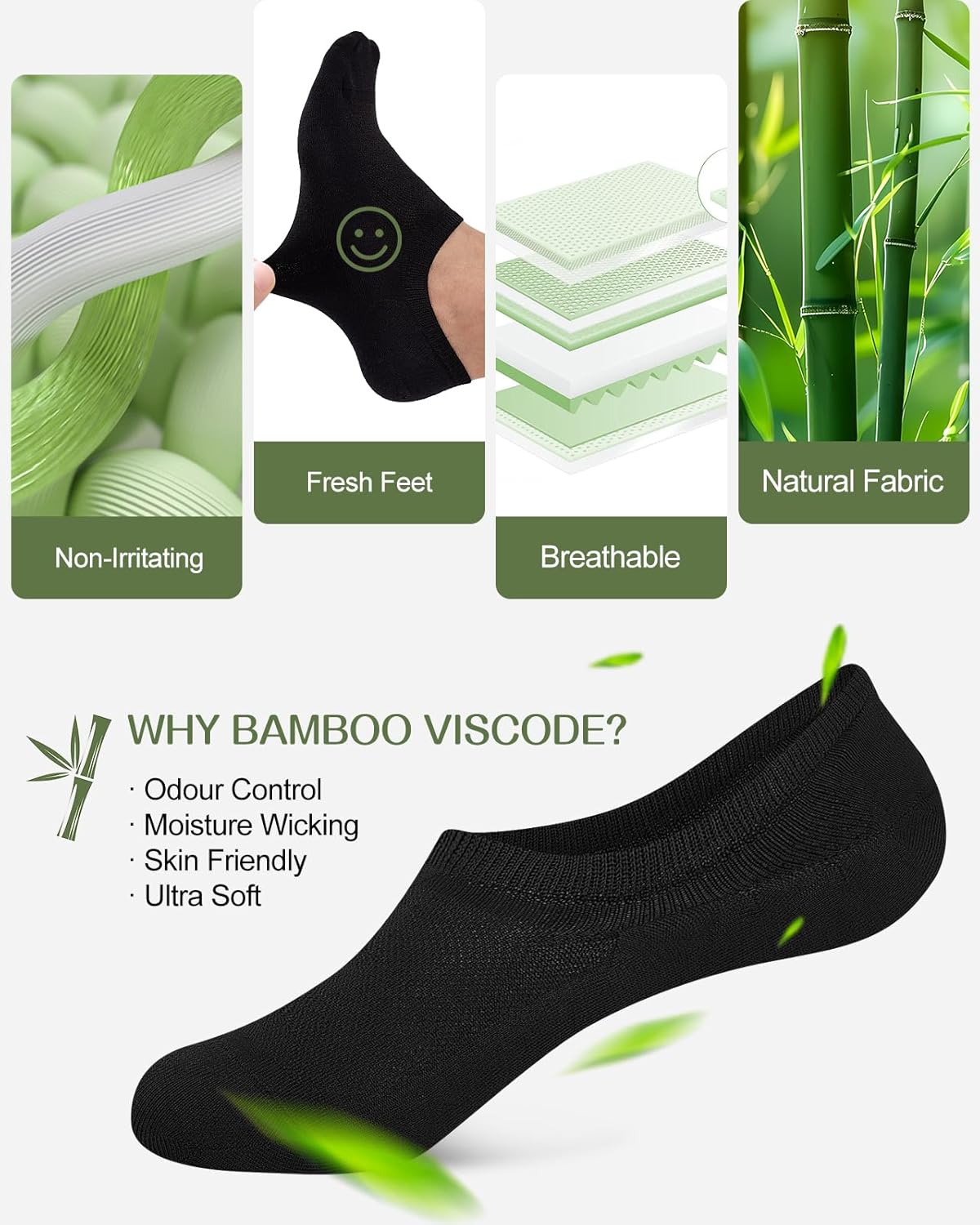 Thumbnail 5 de Bamboo No Show Trainer Socks, 6 pairs