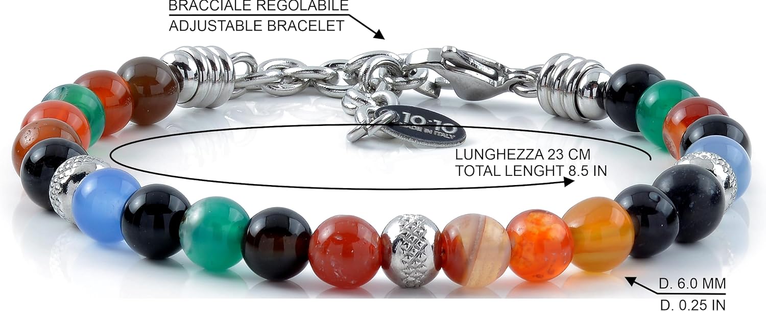 Thumbnail 3 de 10:10 Bracciale Agata multicolore 21 cm
