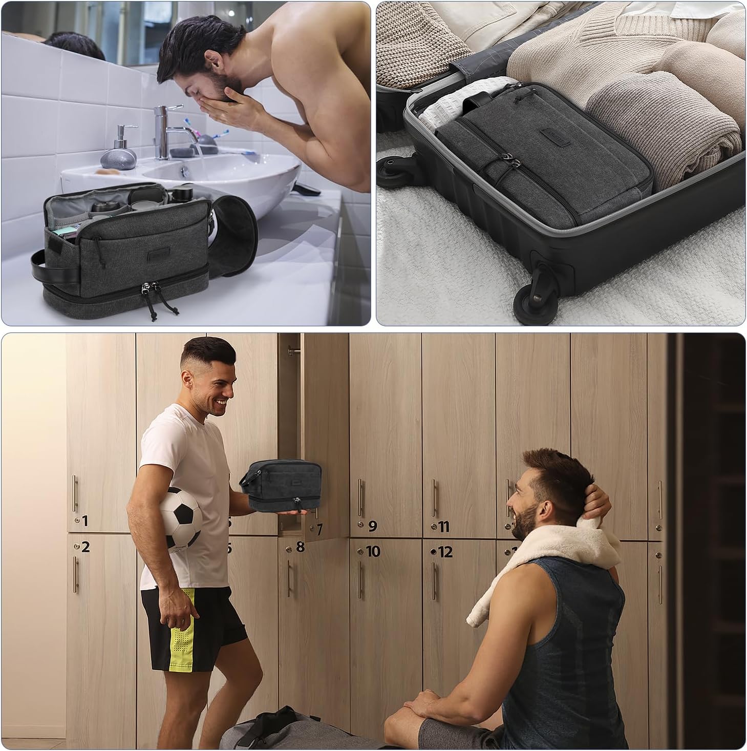Detalle 2 de ZOMFELT Trousse de toilette de voyage double couche à suspendre, imperméable noire