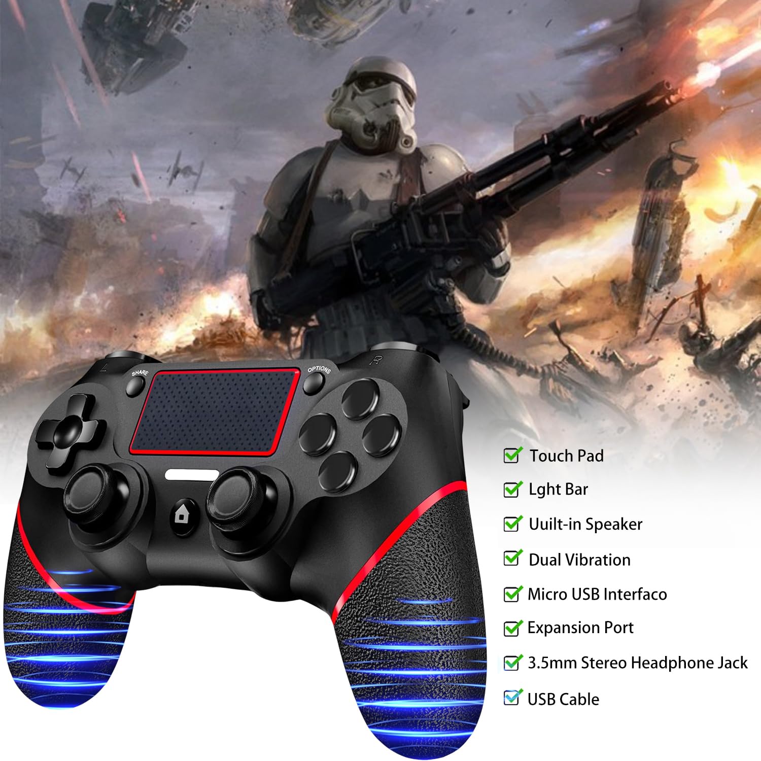 Thumbnail 6 de SZYUYU Wireless PS4 Controller for PS4, Slim, Pro and Windows PC