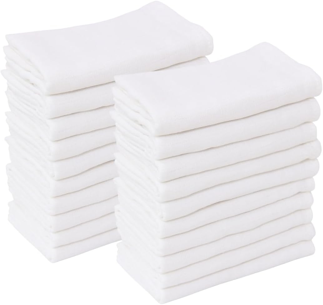 Thumbnail 5 de Clinotest Mullwindeln Spucktücher Baby Set – 10 Stück, 80×80 cm, 100% Baumwolle, Kochfest bis 95°C, Weiß