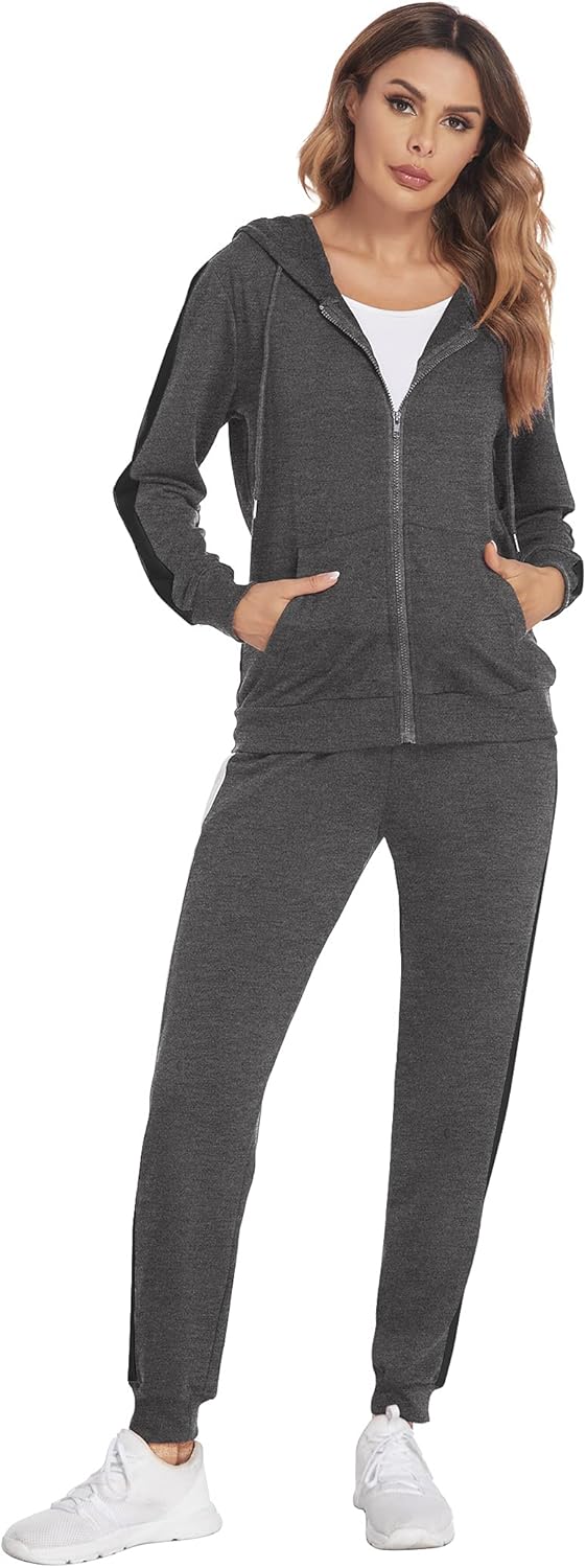 Thumbnail 1 de Parabler Tuta Sportiva da Donna 2 Pezzi – Completa Autunno/Inverno, cappuccio e tasche, design patchwork a righe