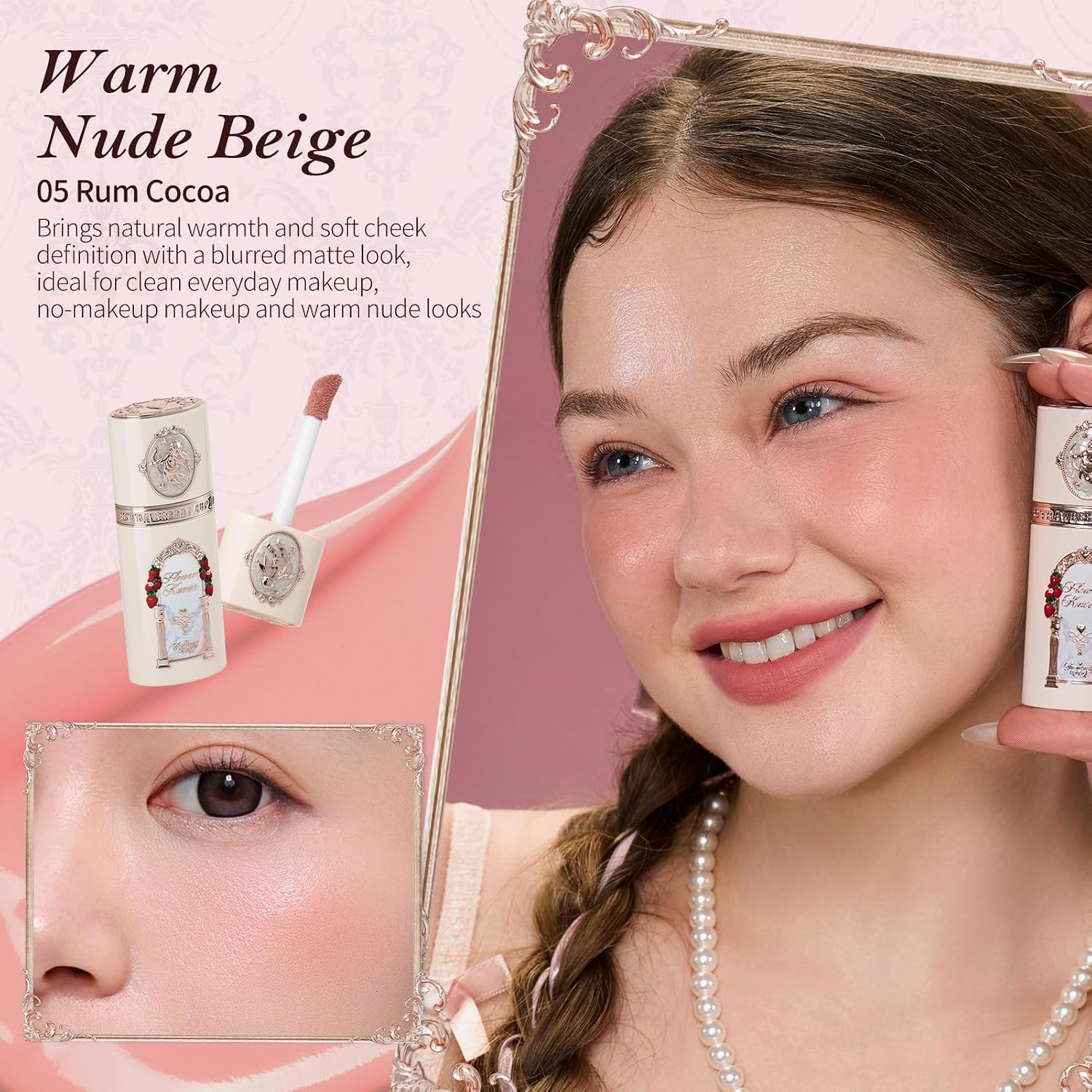 Detalle 1 de Flower Knows Strawberry Cupid Liquid Blush, 05 Rum Cocoa, Buildable Soft-Matte