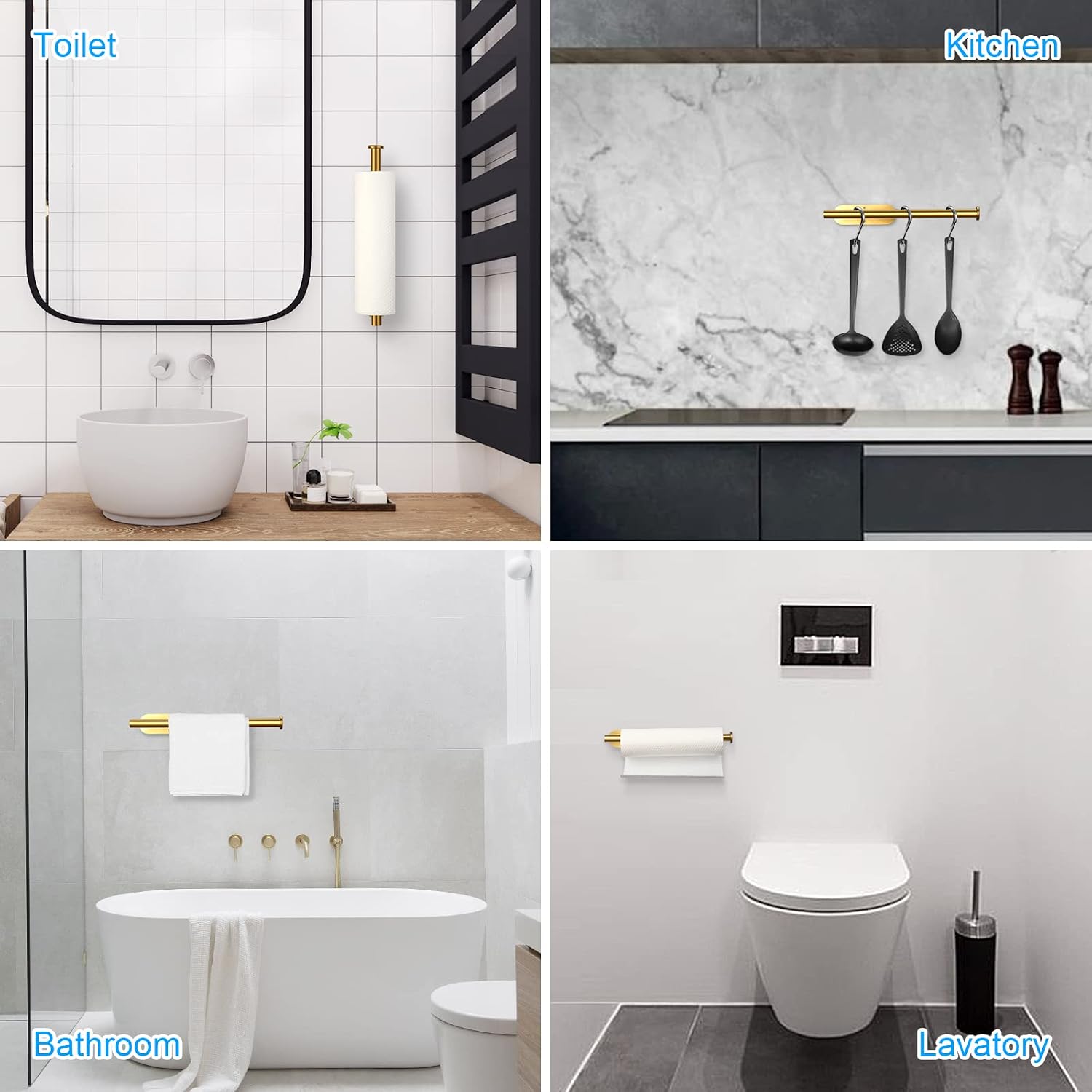 Detalle 1 de Fvviia Under-Cabinet Paper Towel Holder, Gold, SUS304 Stainless Steel