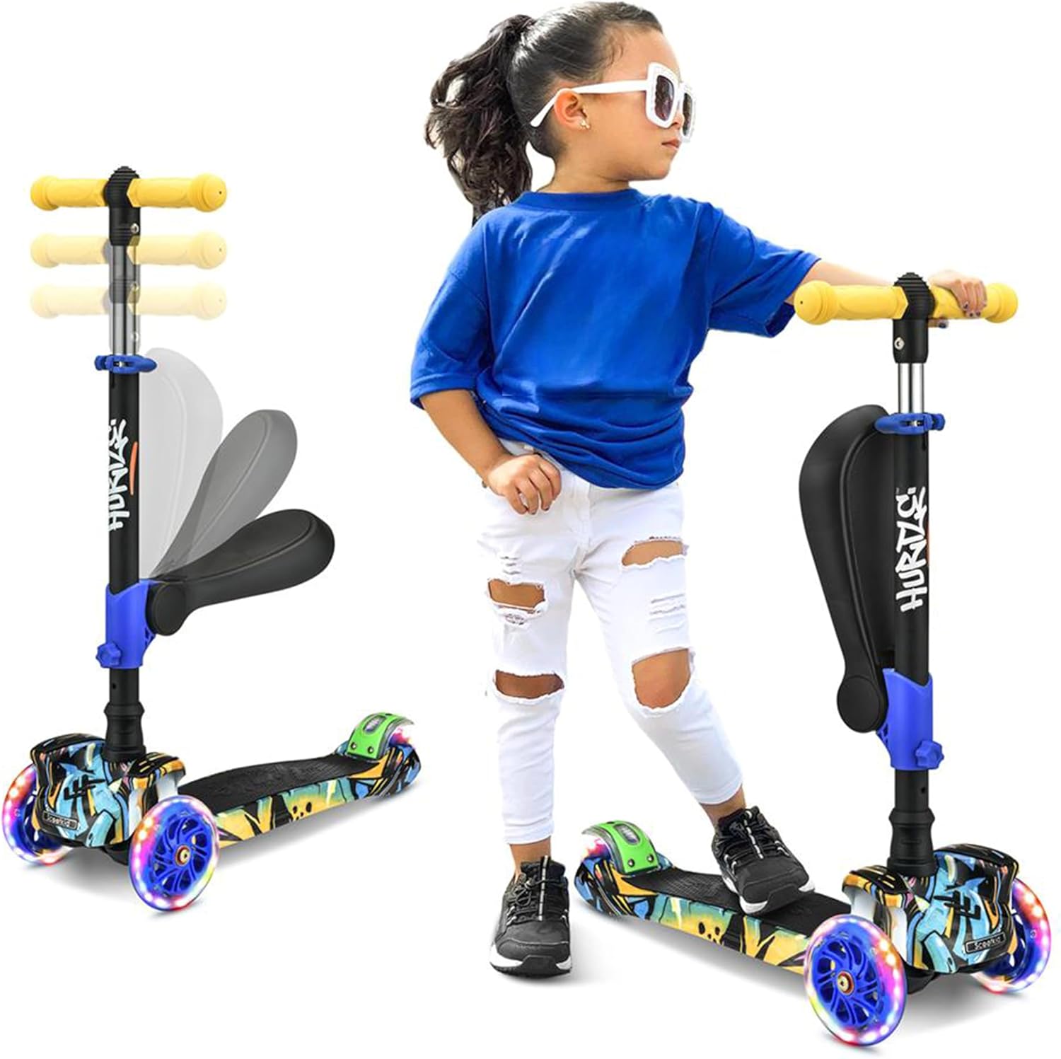 Detalle de Hurtle 3-Wheeled Kids Scooter with LED Lights