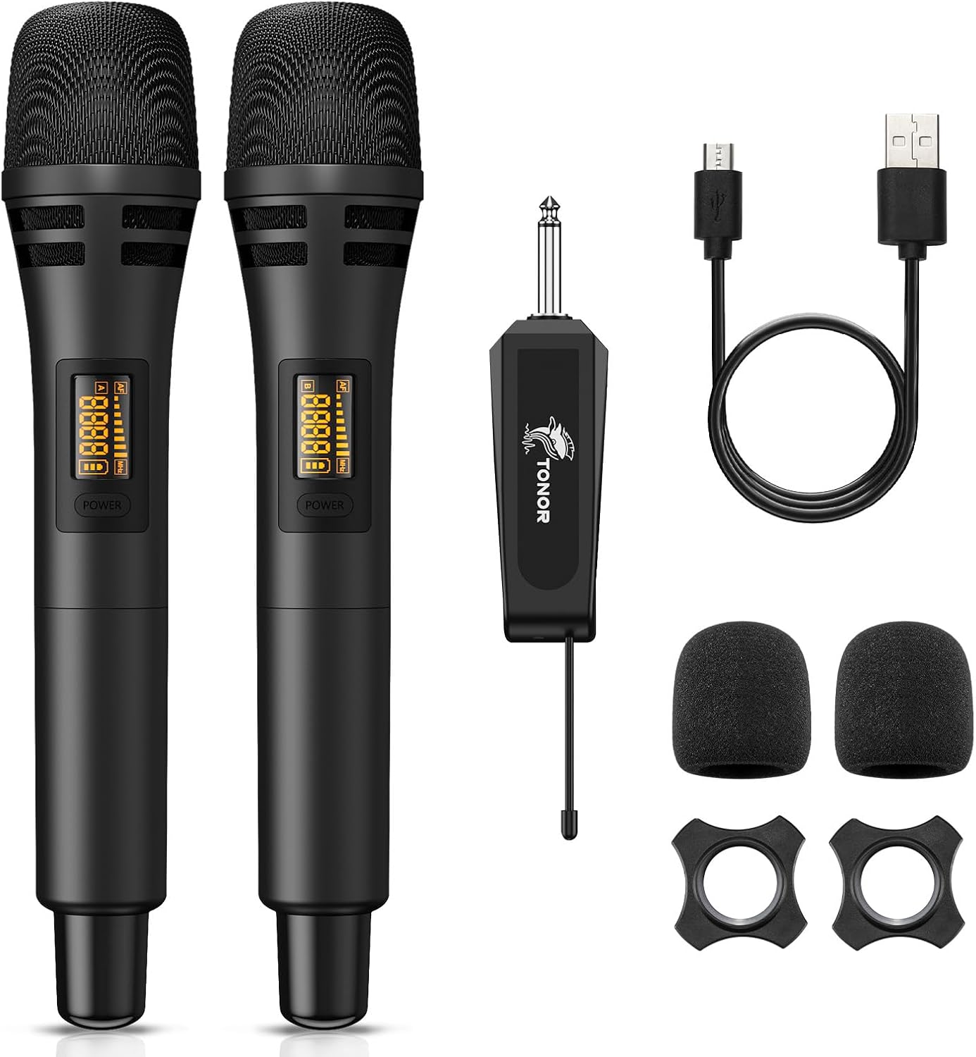 Detalle de TONOR TW3B Dual Wireless Karaoke Microphone System, Rechargeable Receiver