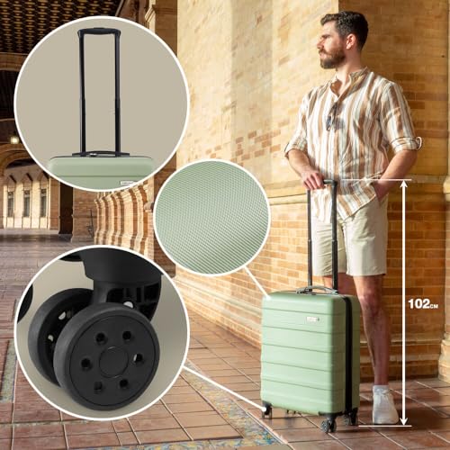 Detalle de Cabin Max Cabin Suitcase Large (55x40x20 cm) for Ryanair and EasyJet – 40L Hard Shell Carry-On