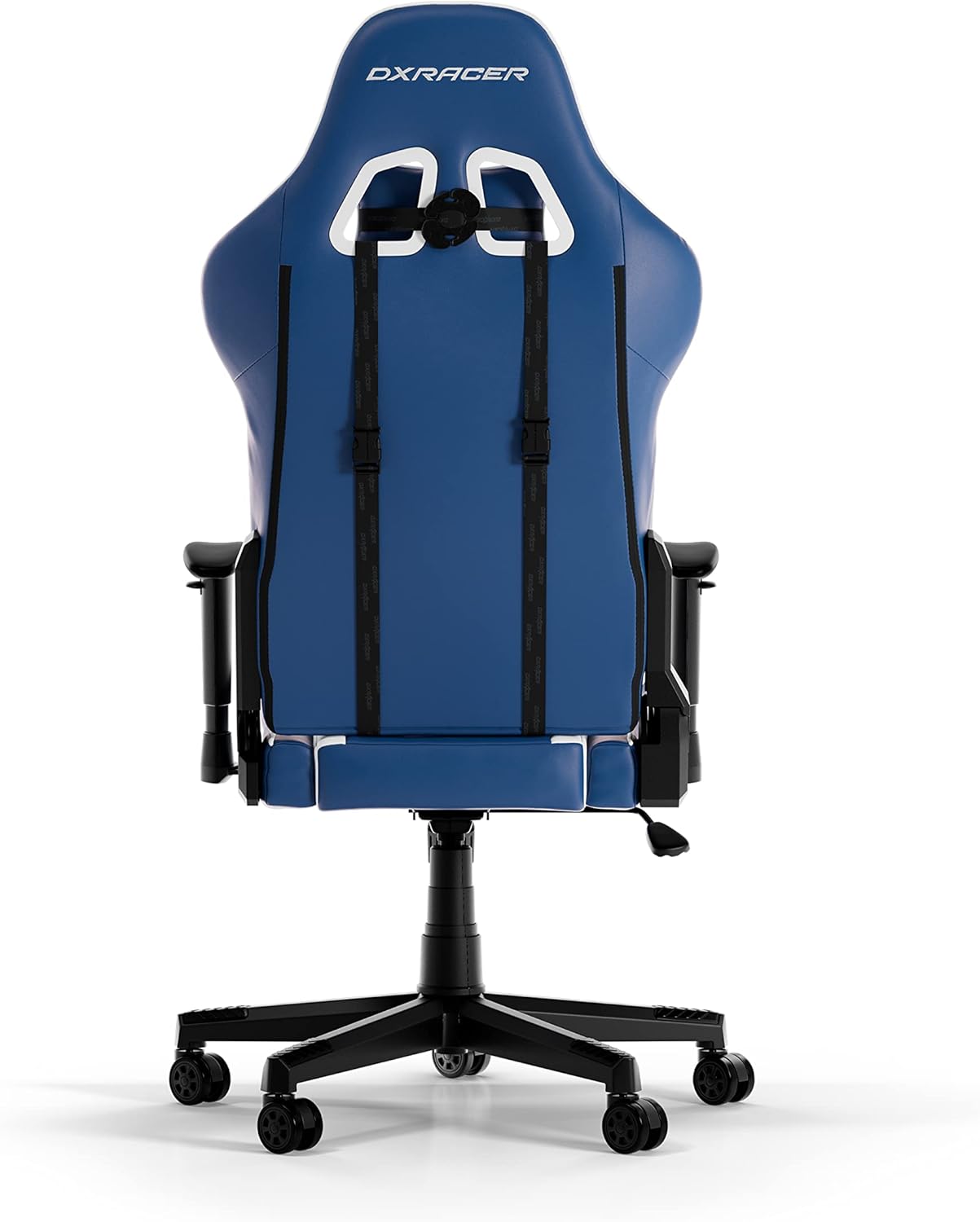 Detalle de DXRacer PRINCE L Bleu & Blanc PVC Cuir – Fauteuil gaming ergonomique, cuir synthétique premium