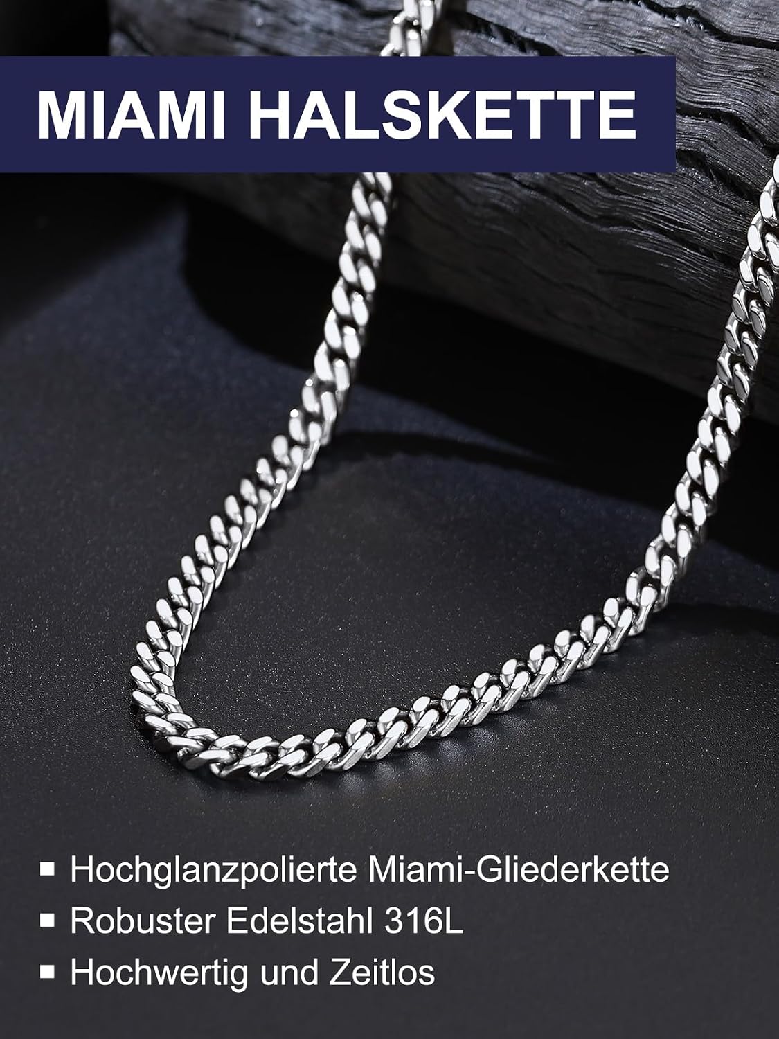 Detalle 2 de Bandmax Miami Panzerkette Edelstahl 5 mm