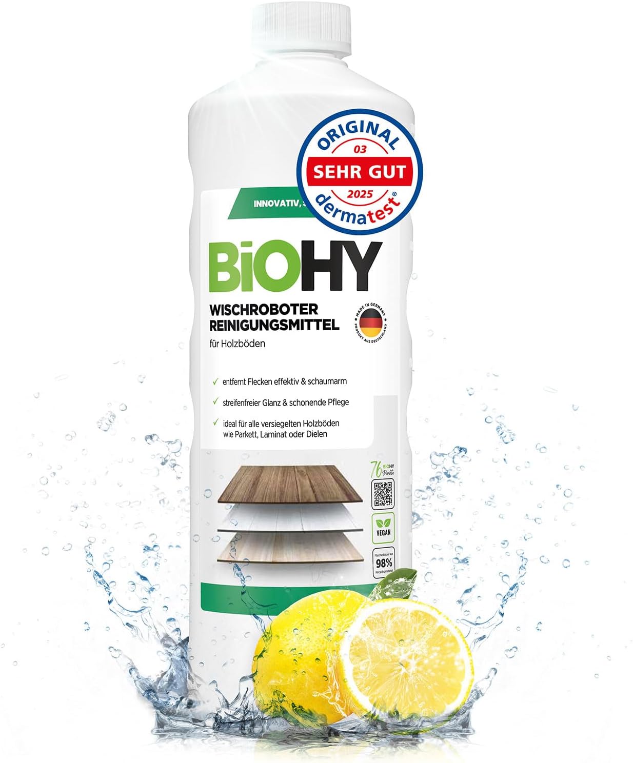 Detalle de BIOHY vloerreiniger voor dweilrobots, concentraat voor parket en laminaat, 1 liter