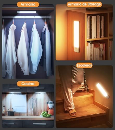Thumbnail 6 de YOOKESEN Luz LED con Sensor de Movimiento 78 LEDs (3 colores), USB-C Recargable, 4 Modos y 3 Piezas para Armario, Pasillo, Garaje