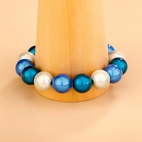Detalle de WDZDS Magic Pearls Stretch Armband 14 mm Weiß – 3D-Effekt, reflektierende Perlen