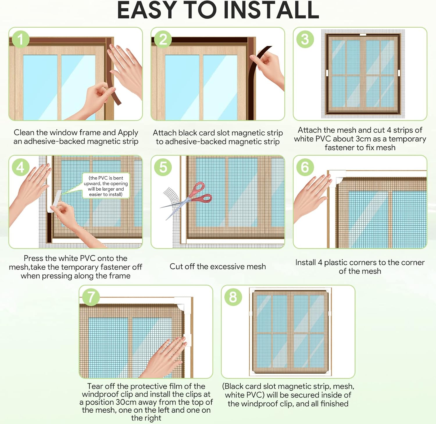 Thumbnail 6 de MOEGFY Magnetic Fly Screen Window Nets — Adjustable DIY Insect Screen for Windows (Max 48" x 43")
